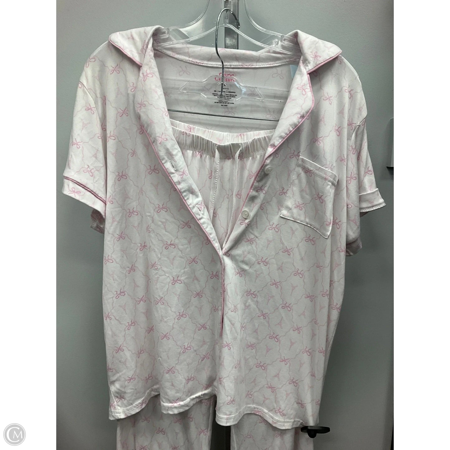 Pajamas 2pc By Clothes Mentor In Pink & White, Size: L