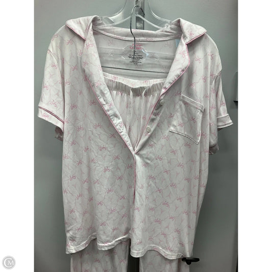 Pajamas 2pc By Clothes Mentor In Pink & White, Size: L