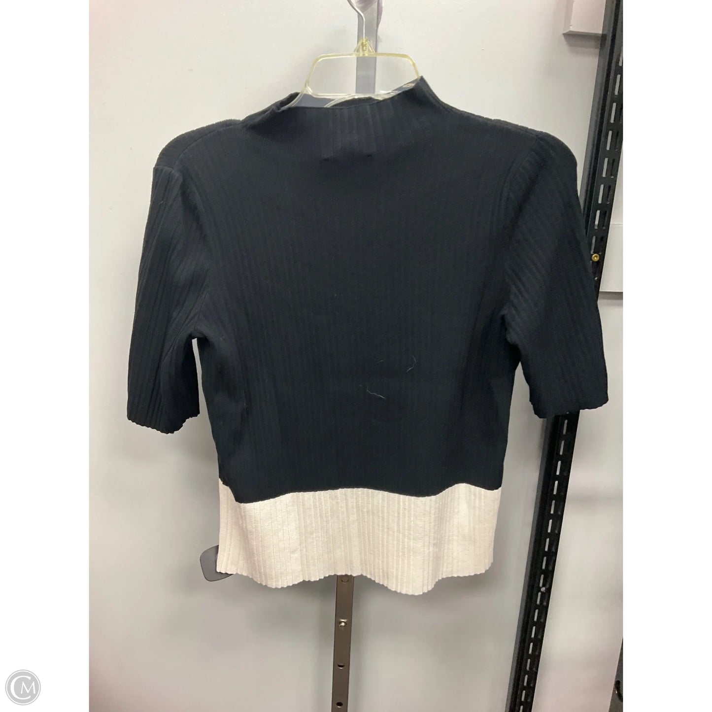 Top Short Sleeve By Ann Taylor In Black & Cream, Size: M
