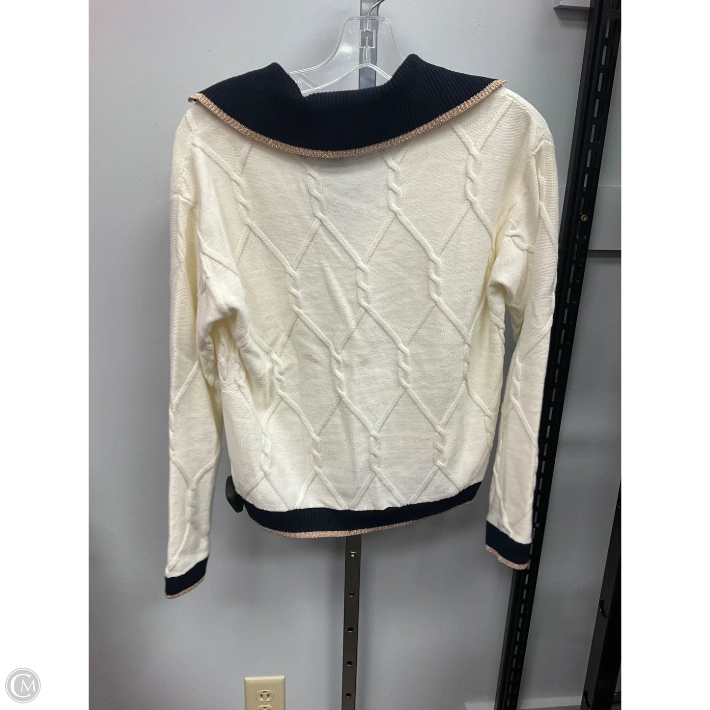 Sweater By Talbots In Black & Cream, Size: Xs