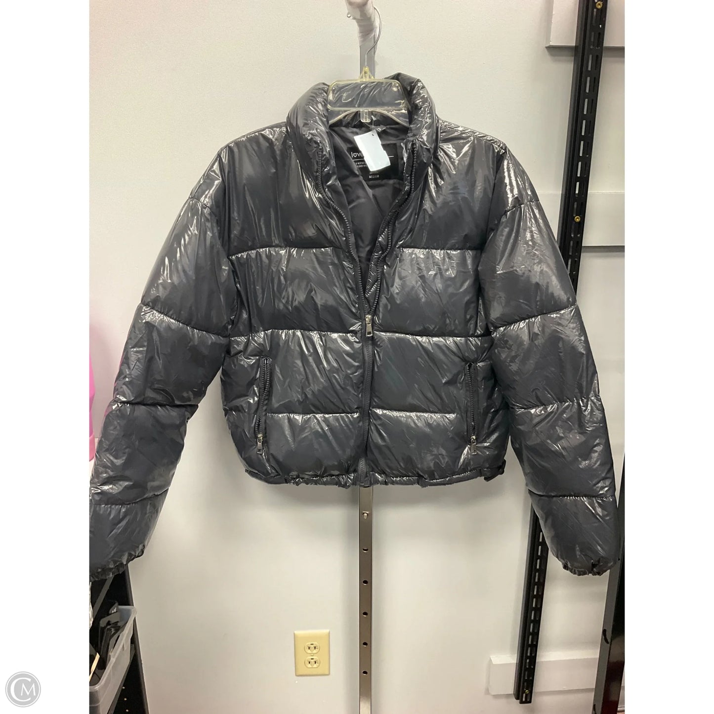 Jacket Puffer & Quilted By Clothes Mentor In Grey, Size: M