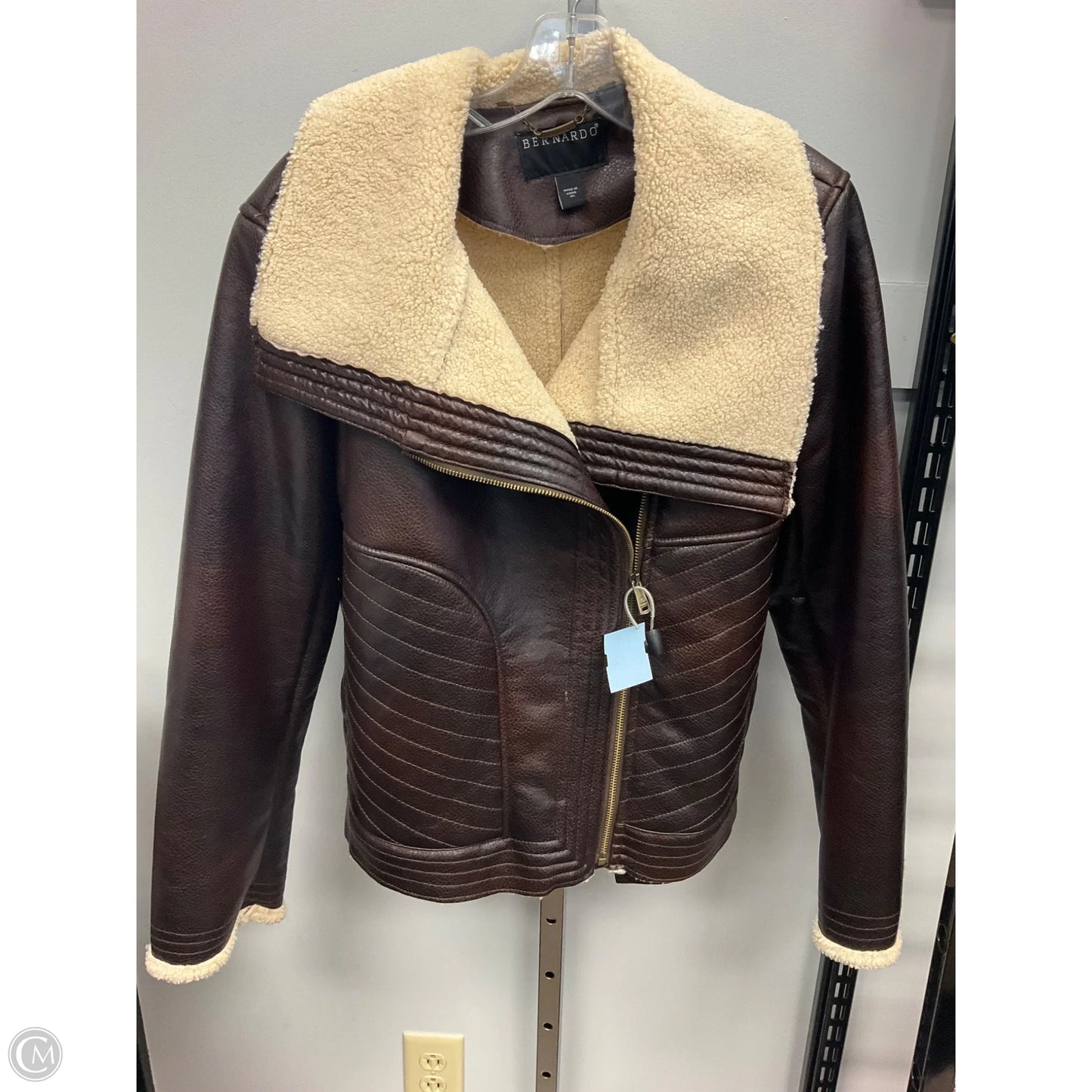 Jacket Moto By Bernardo In Brown & Cream, Size: Xl