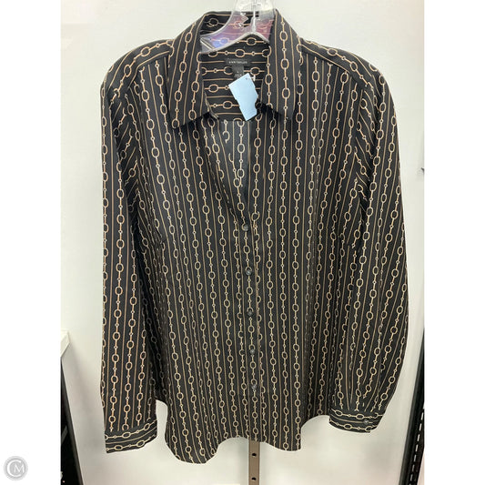 Blouse Long Sleeve By Ann Taylor In Black & Tan, Size: L