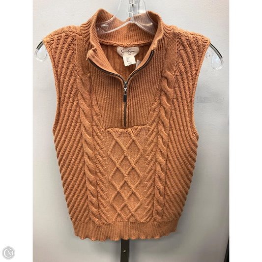 Vest Sweater By Jessica Simpson In Tan, Size: L