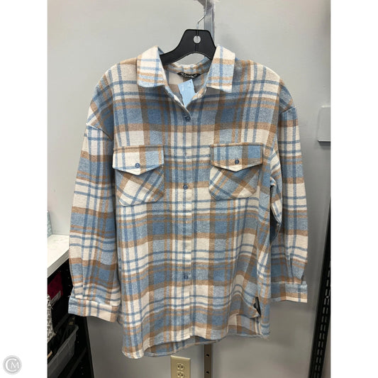 Top Long Sleeve By Simplee In Plaid Pattern, Size: L