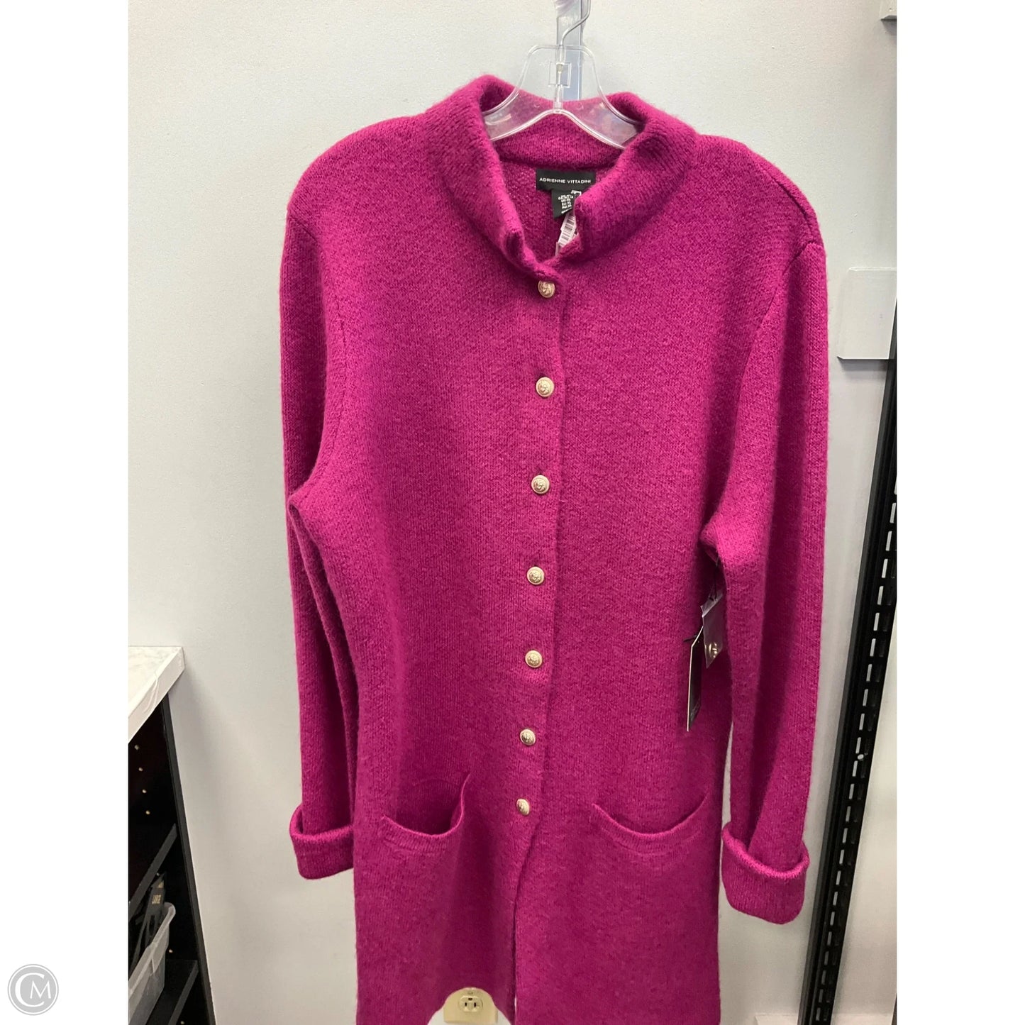 Sweater Cardigan By Adrienne Vittadini In Purple, Size: Xl