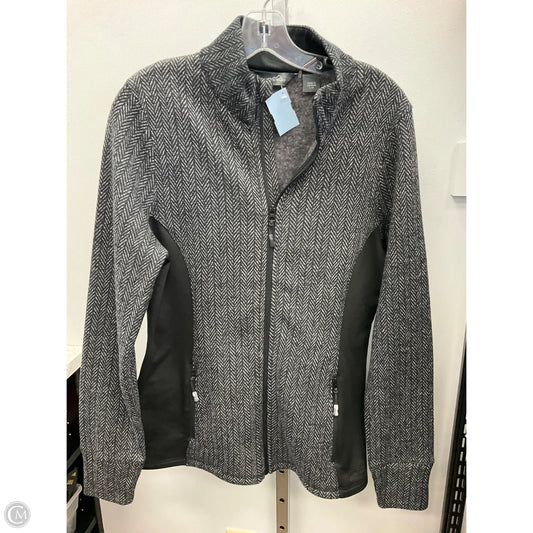 Athletic Jacket By Eddie Bauer In Black & Grey, Size: L