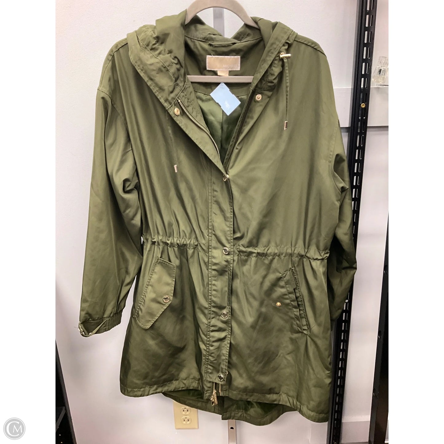 Coat Raincoat By Michael By Michael Kors In Green, Size: L