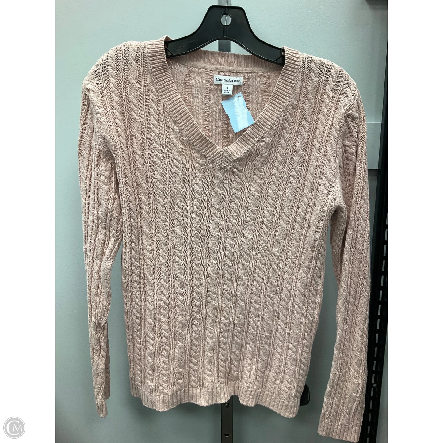 Sweater By Croft And Barrow In Gold & Pink, Size: S