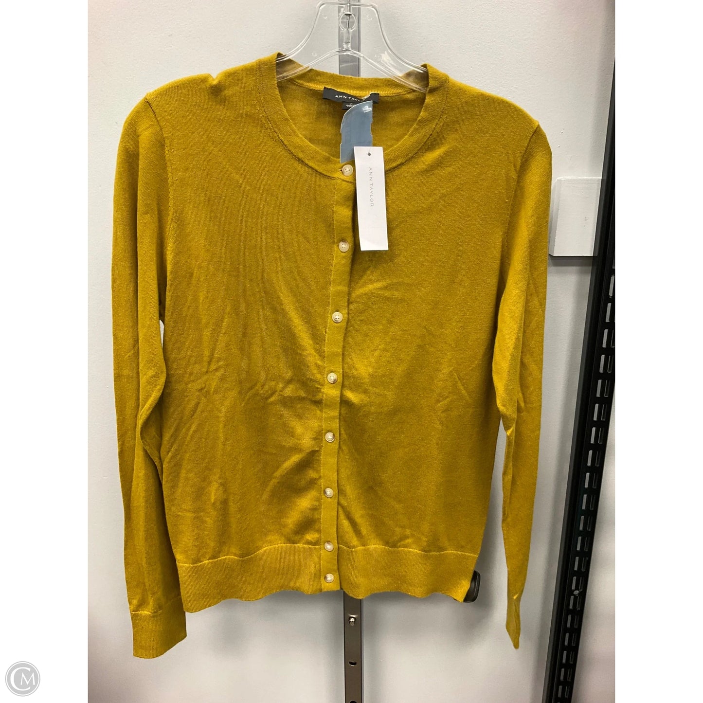 Sweater Cardigan By Ann Taylor In Gold, Size: M