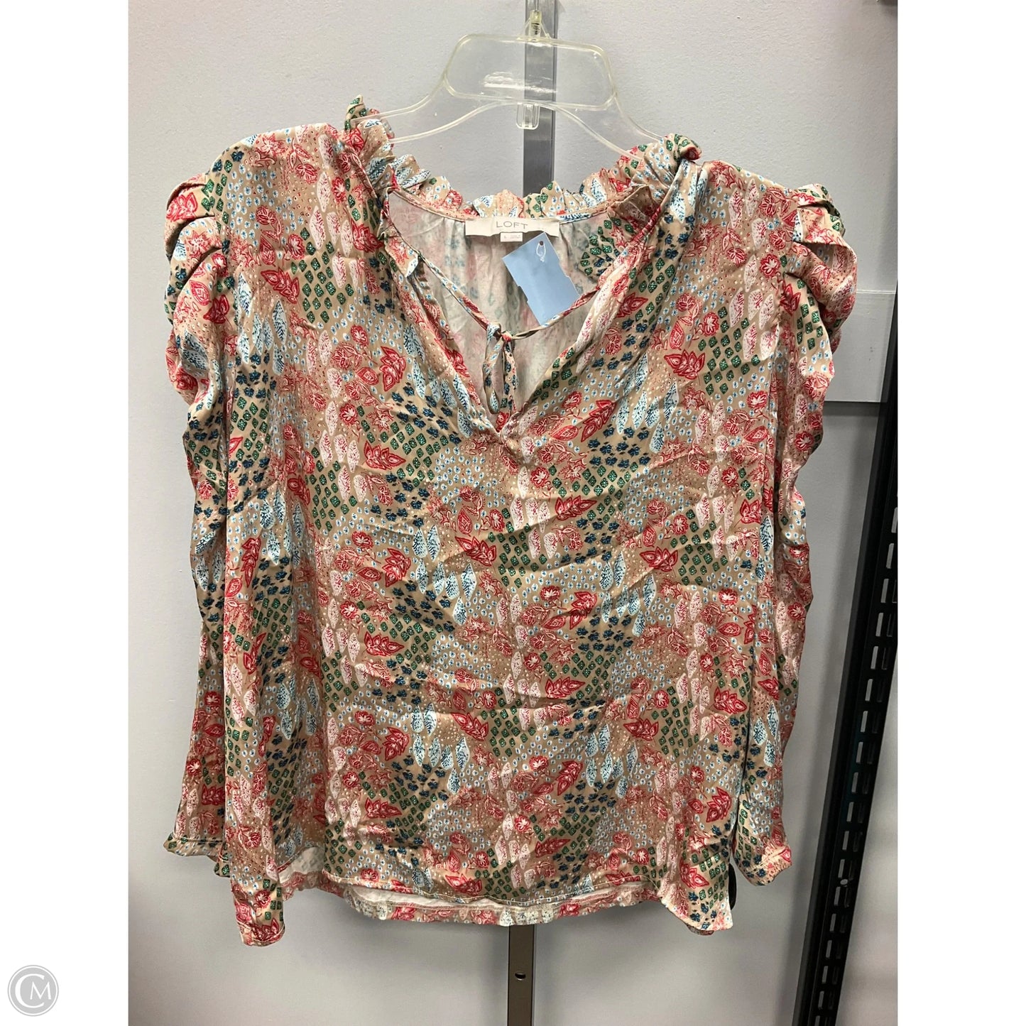 Blouse Long Sleeve By Loft In Multi-colored, Size: L
