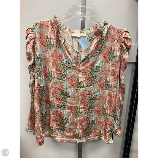 Blouse Long Sleeve By Loft In Multi-colored, Size: L