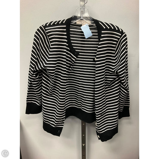 Sweater Cardigan By Loft In Striped Pattern, Size: S