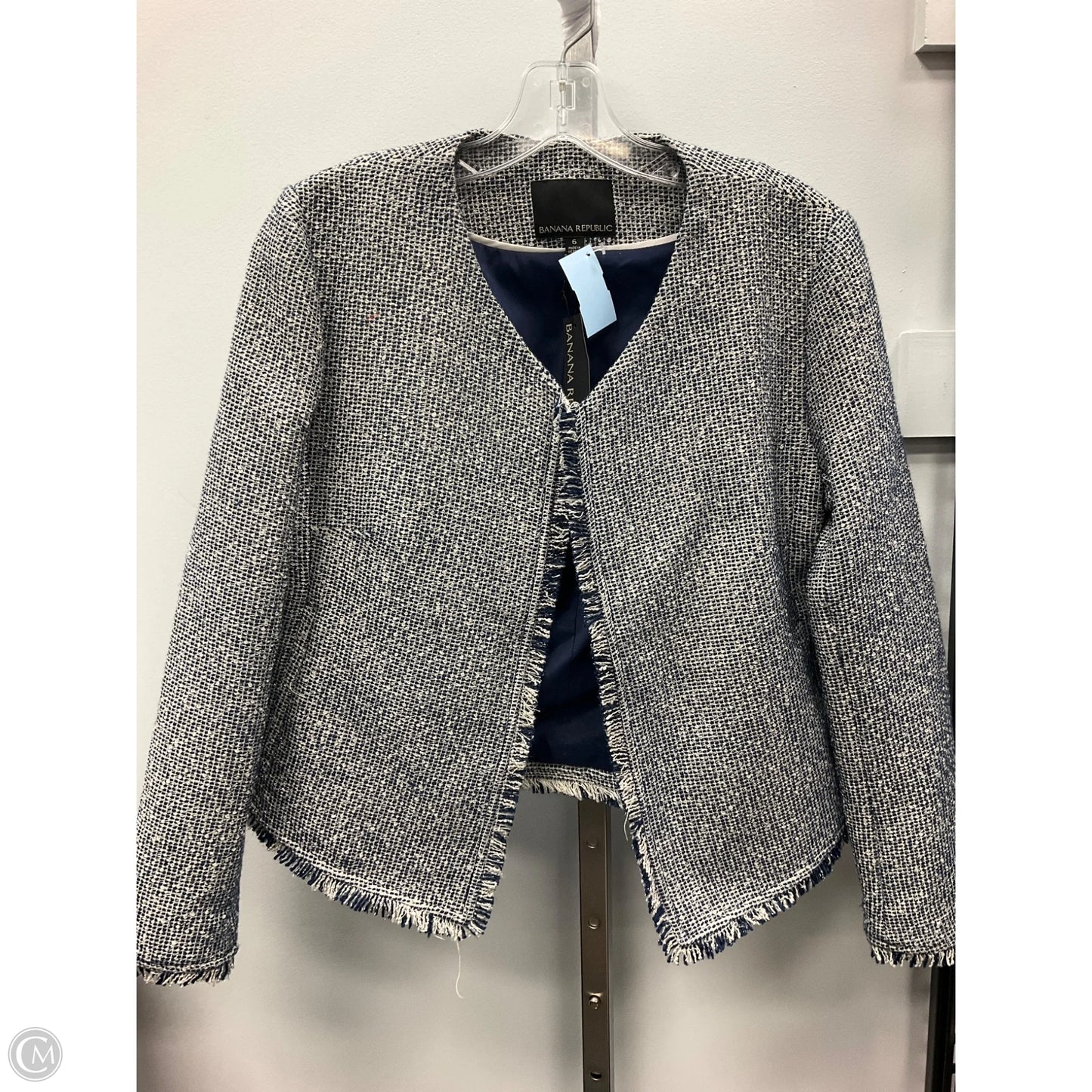 Blazer By Banana Republic In Blue & Grey, Size: 6