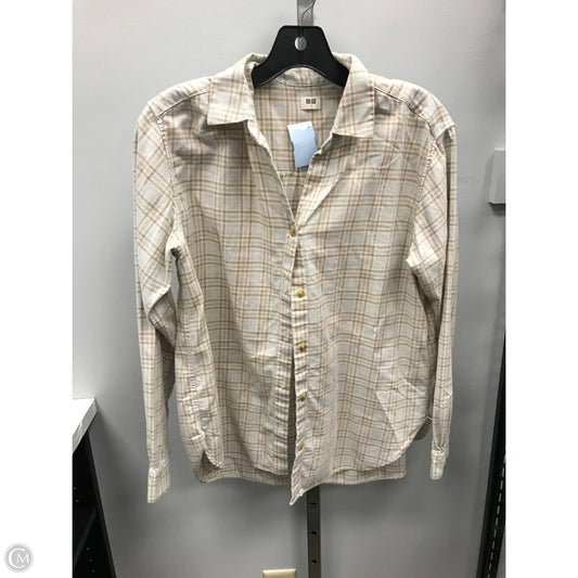 Top Long Sleeve By Uniqlo In Plaid Pattern, Size: S
