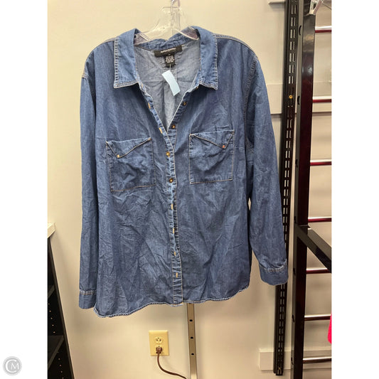 Top Long Sleeve By Ashley Stewart In Blue Denim, Size: 3x