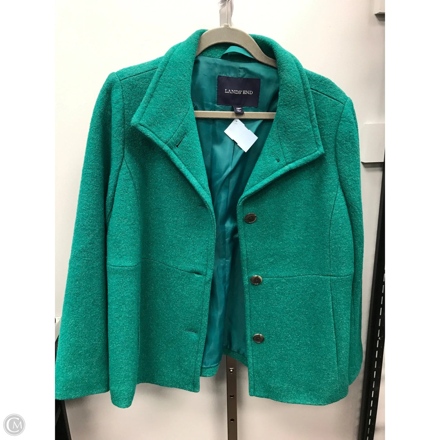 Coat Peacoat By Lands End In Green, Size: 12p