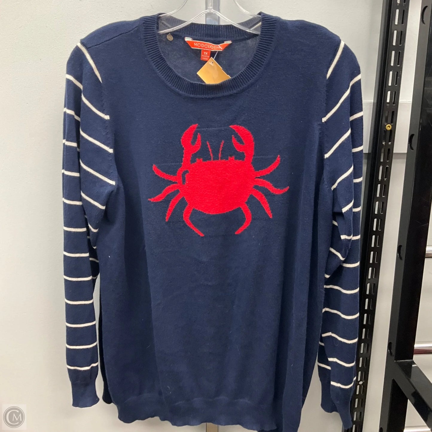 Sweater By Modcloth In Blue Red & White, Size: 1x