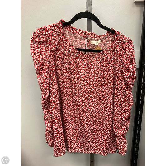 Top Long Sleeve By Max Studio In Red & White, Size: L