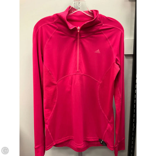 Athletic Top Long Sleeve Collar By Adidas In Pink, Size: M
