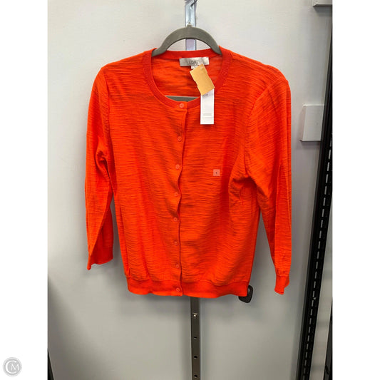 Sweater Cardigan By Loft In Orange, Size: L