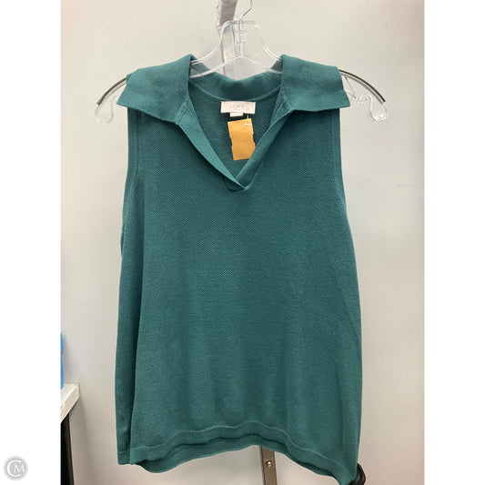 Top Sleeveless By Loft In Teal, Size: M