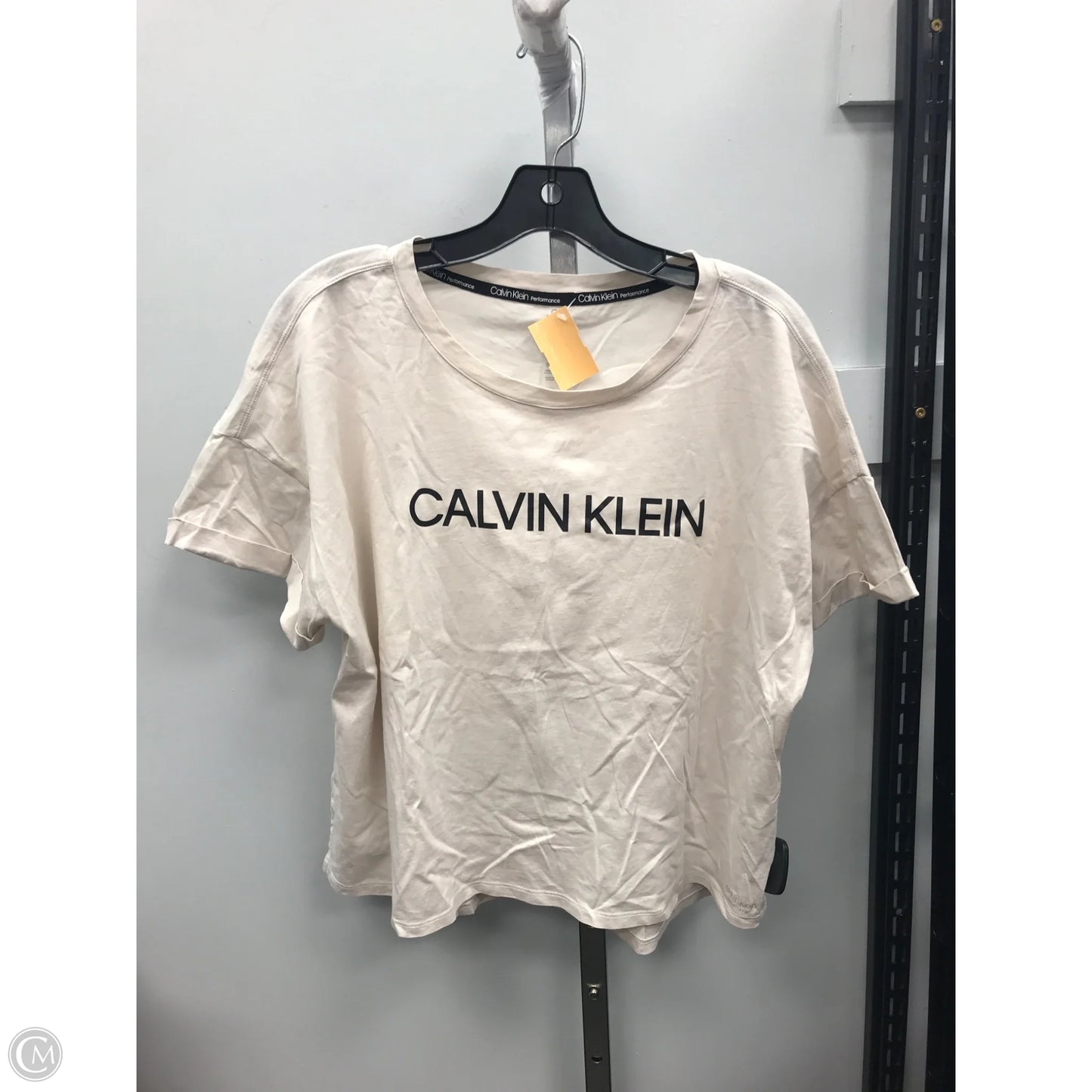 Top Short Sleeve Basic By Calvin Klein In Cream, Size: Xl
