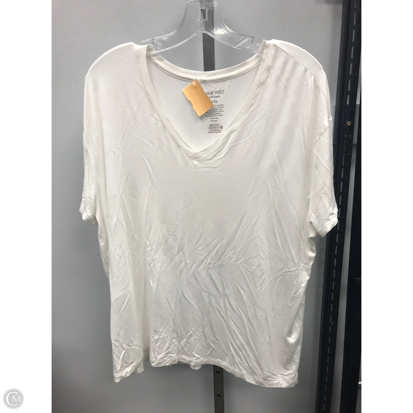 Top Short Sleeve Basic By Nine West In Cream, Size: Xxl
