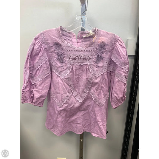 Top Short Sleeve By Anthropologie In Purple, Size: S