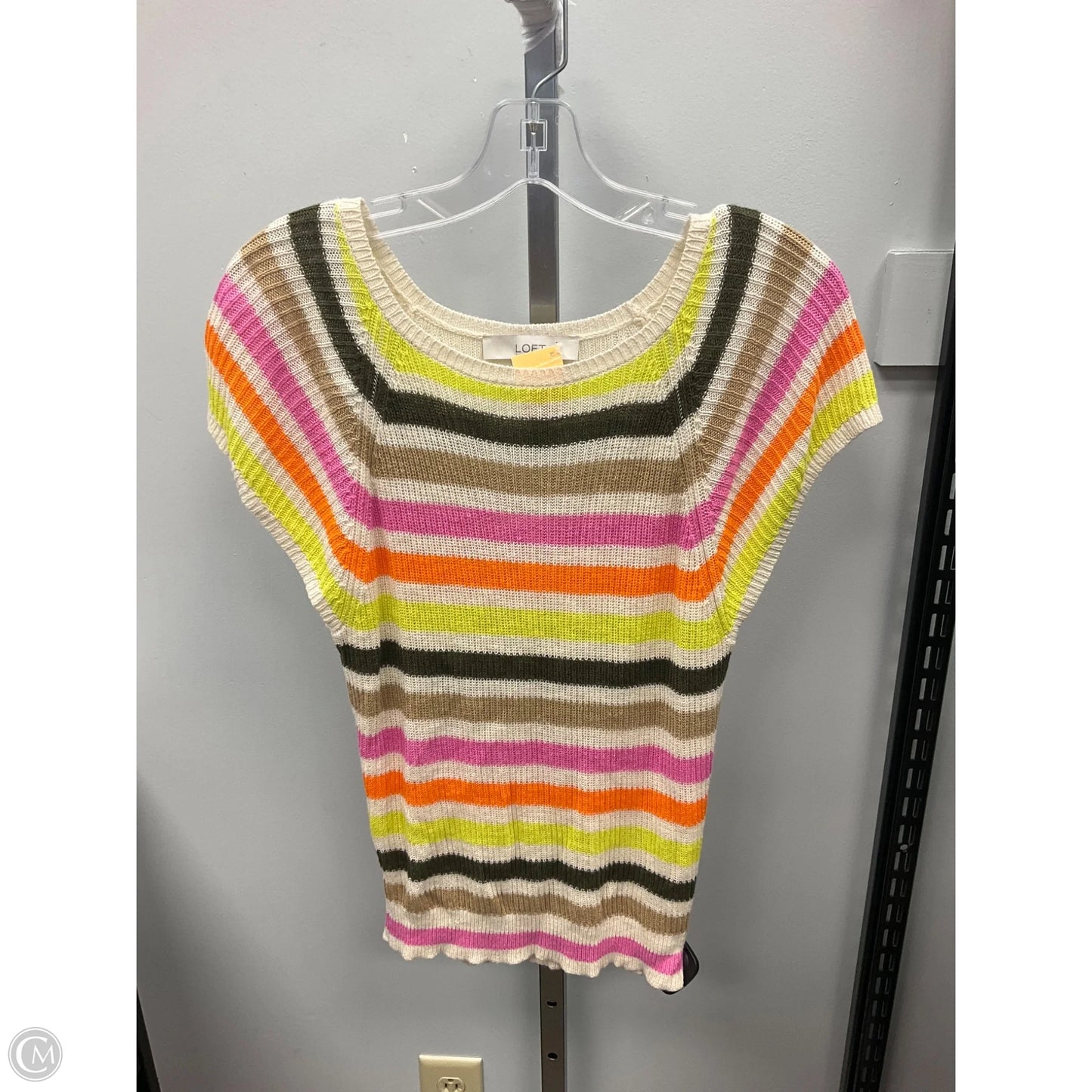 Top Short Sleeve By Loft In Striped Pattern, Size: Xs