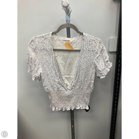 Top Short Sleeve By Paper Crane In Blue & White, Size: S