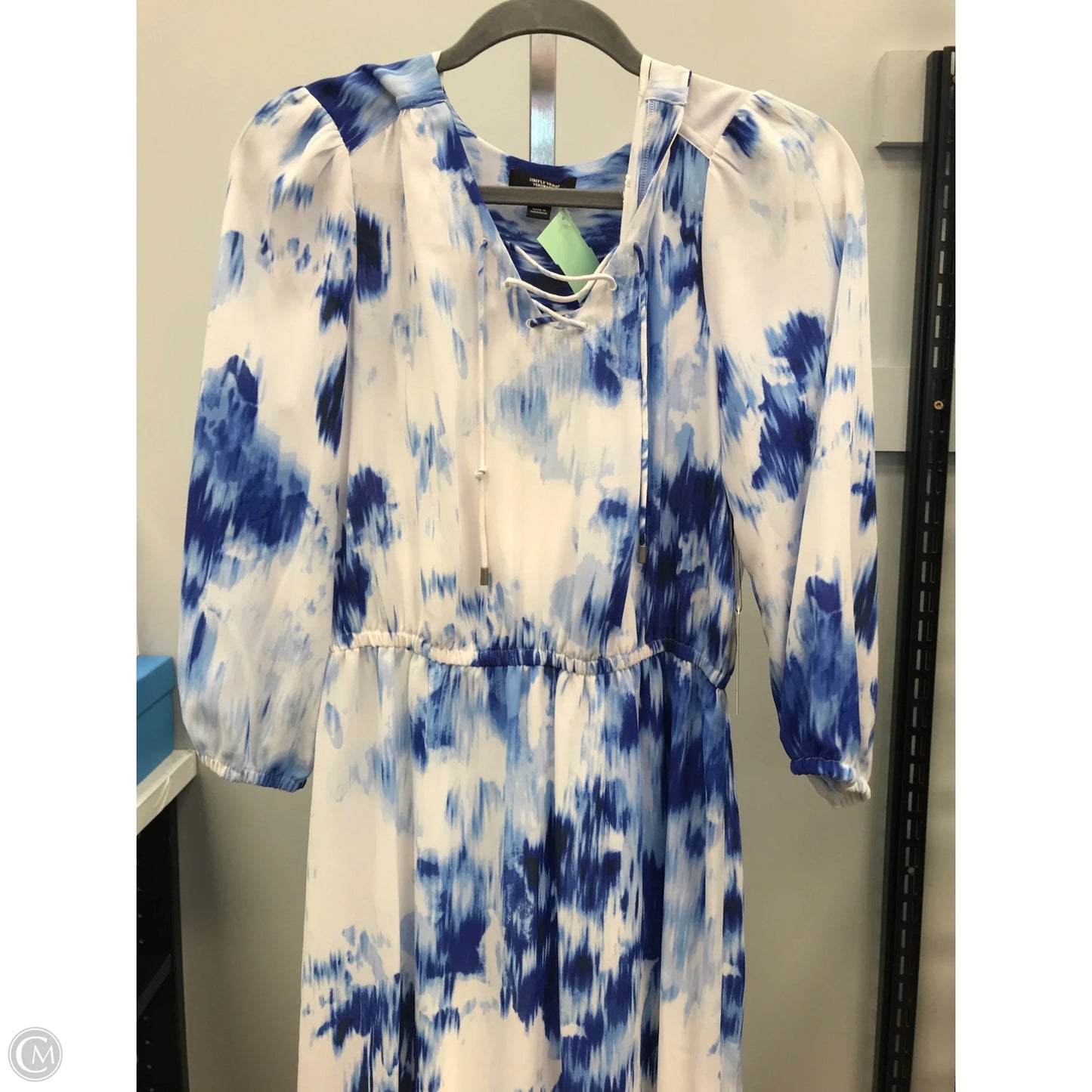Dress Casual Short By Simply Vera In Blue & White, Size: S
