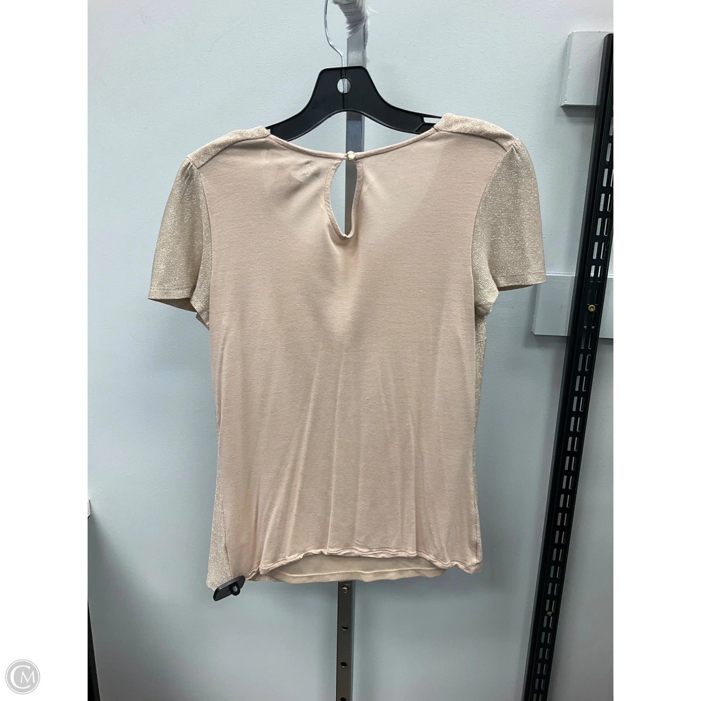 Top Short Sleeve By Jennifer Lopez In Cream & Silver, Size: S