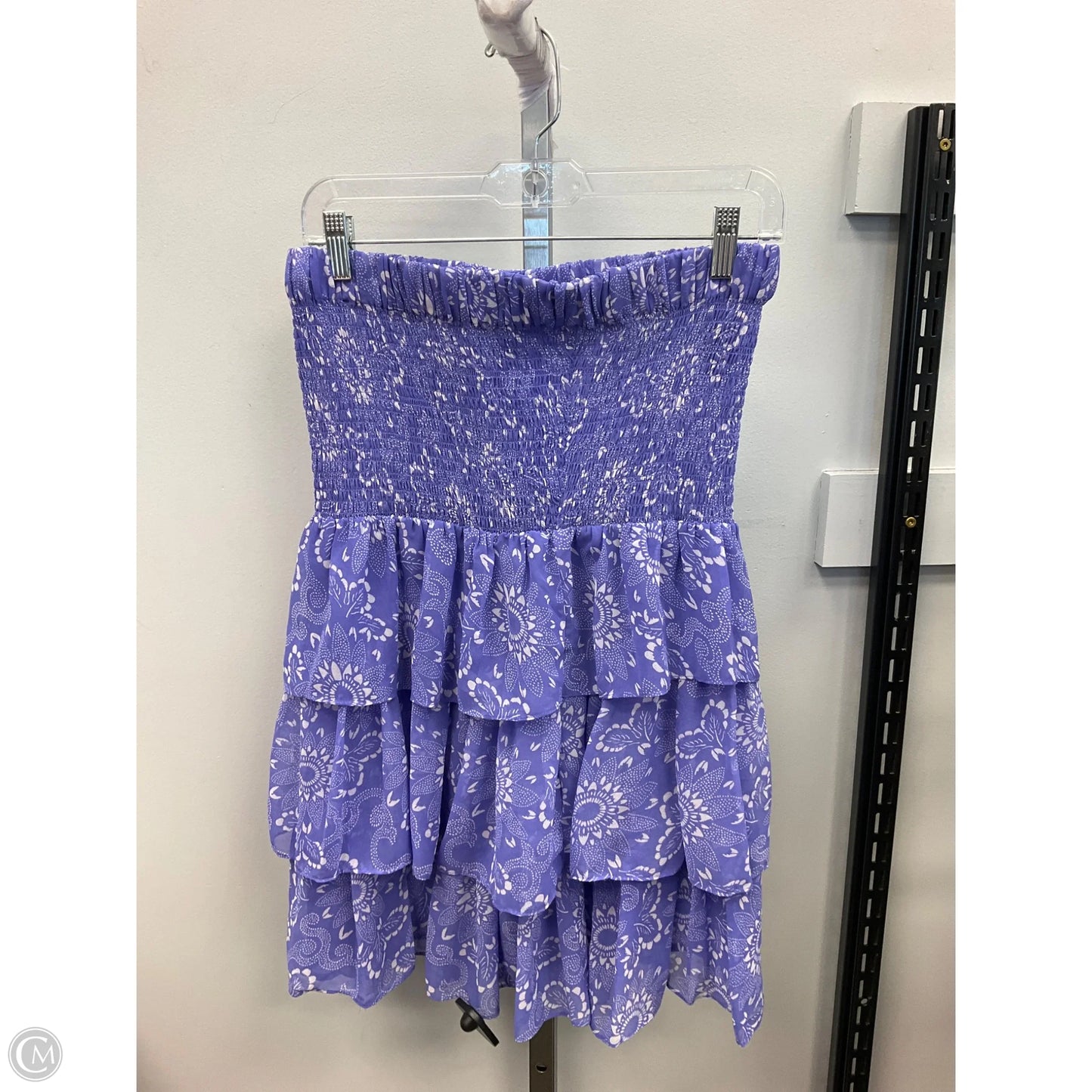 Dress Casual Short By Moda Intl In Purple & White, Size: M