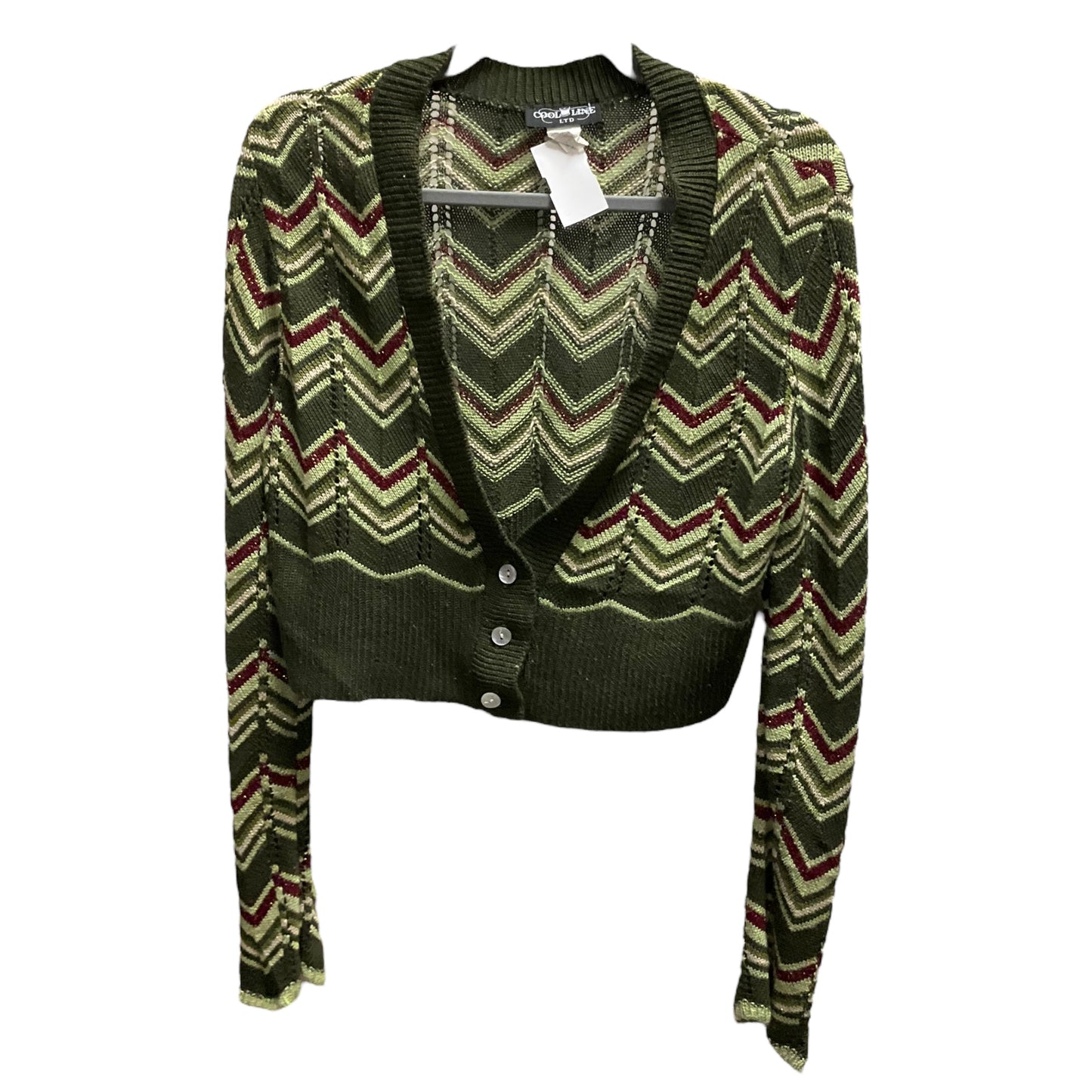 Cardigan By Clothes Mentor In Green & Red, Size: Xl