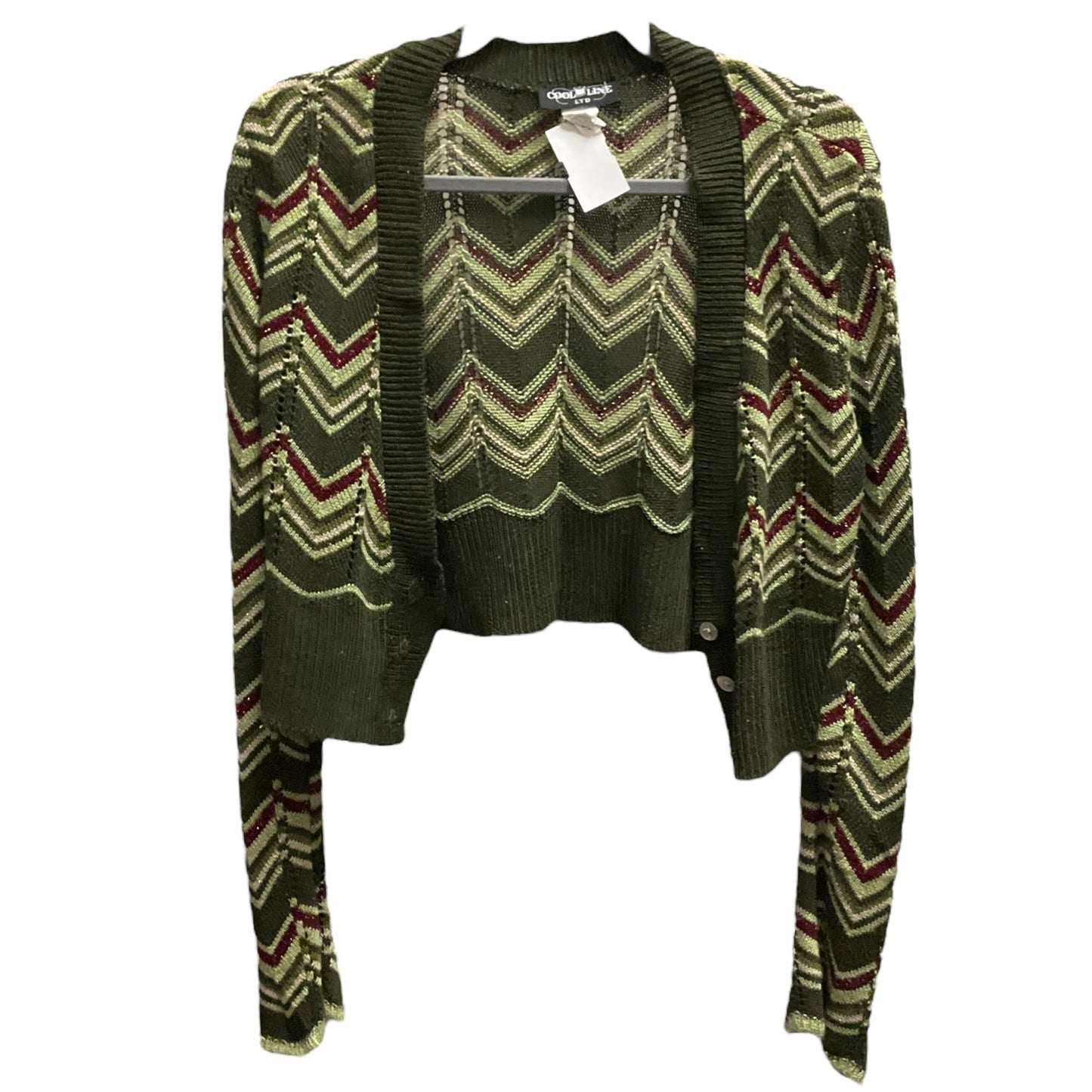 Cardigan By Clothes Mentor In Green & Red, Size: Xl