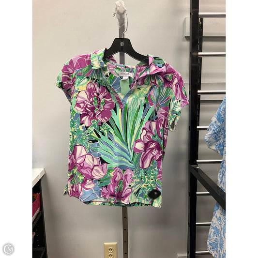 Top Short Sleeve By Caribbean Joe In Multi-colored, Size: M