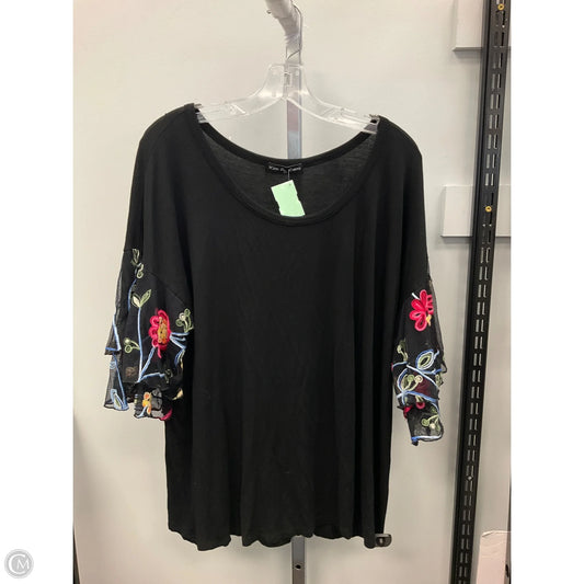 Top Short Sleeve By Adrianna Papell In Black, Size: 3x