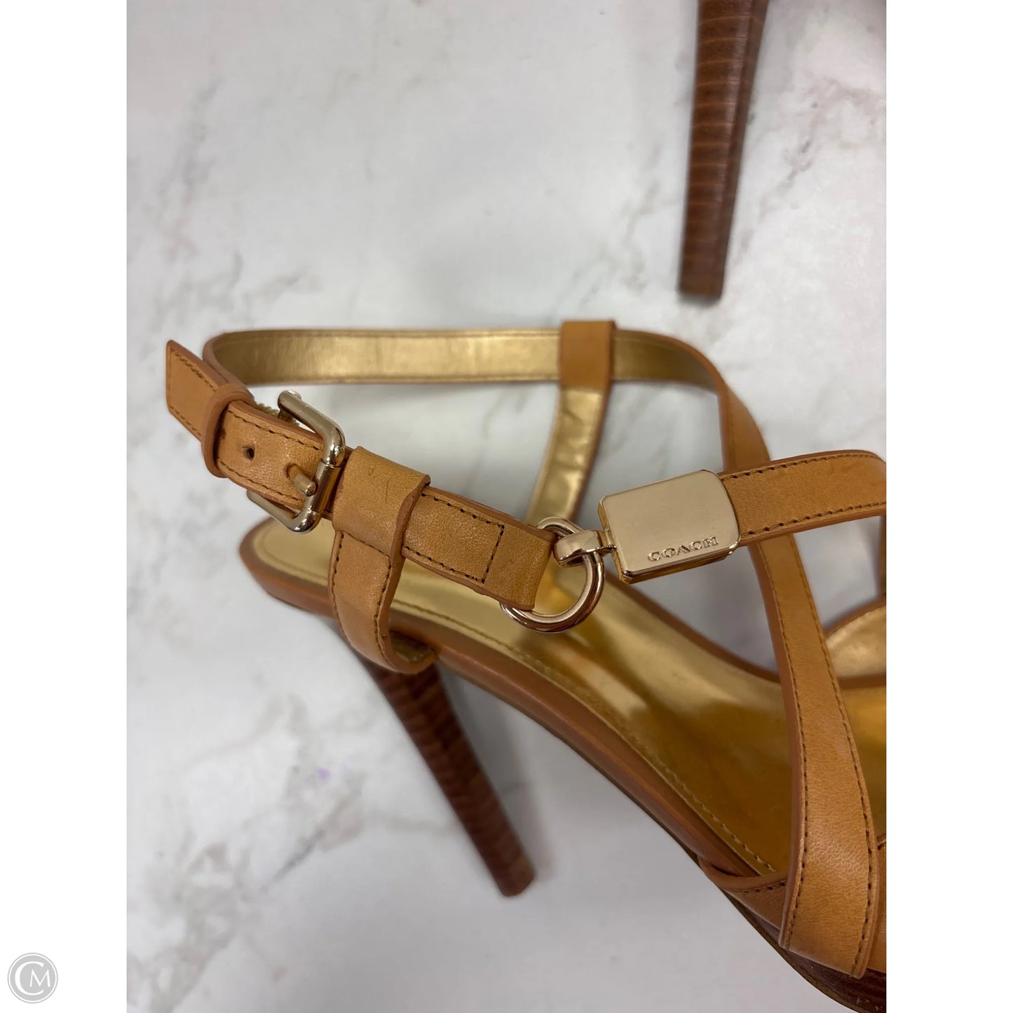 Sandals Designer By Coach In Tan, Size: 9