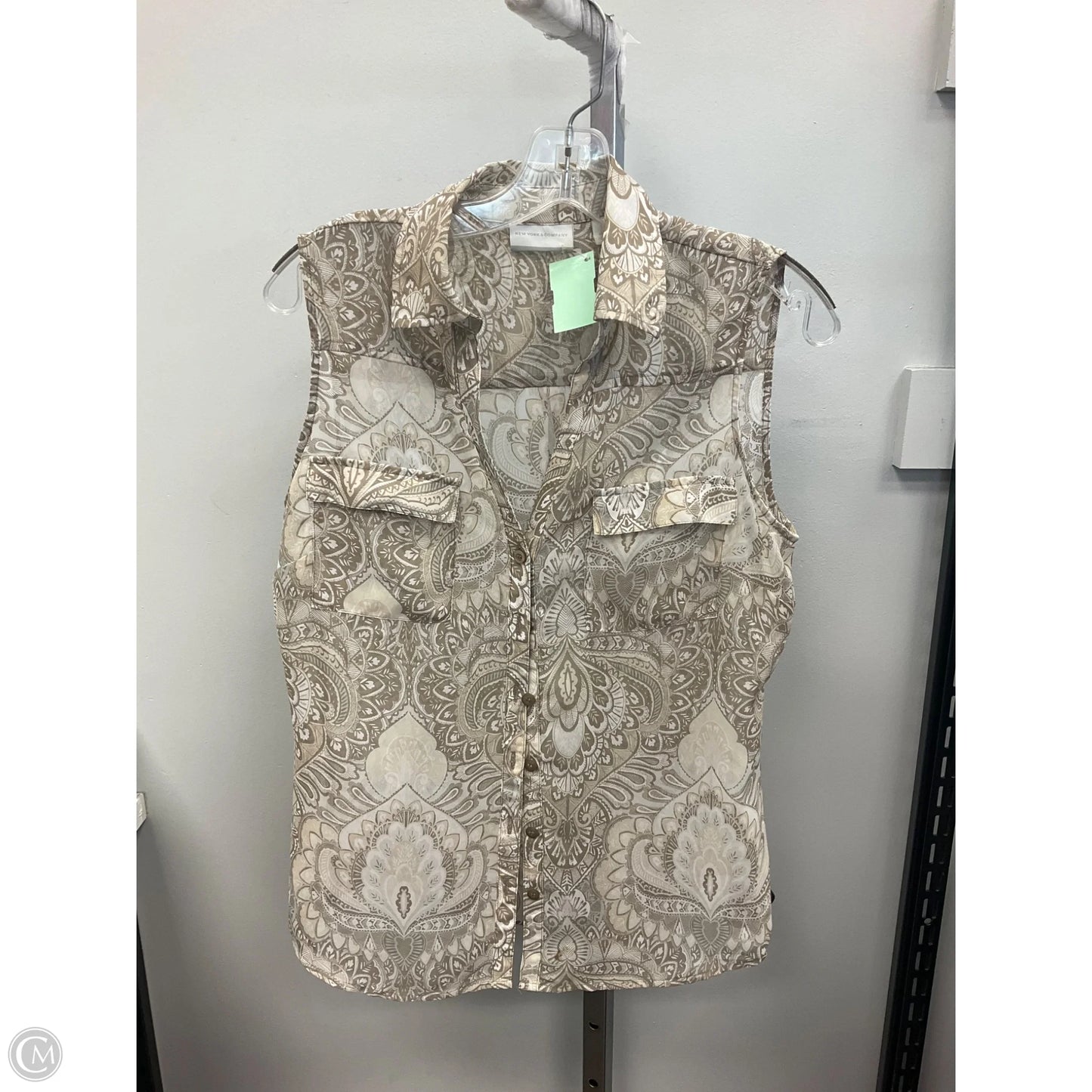 Top Sleeveless By New York And Co In Brown & Cream, Size: M