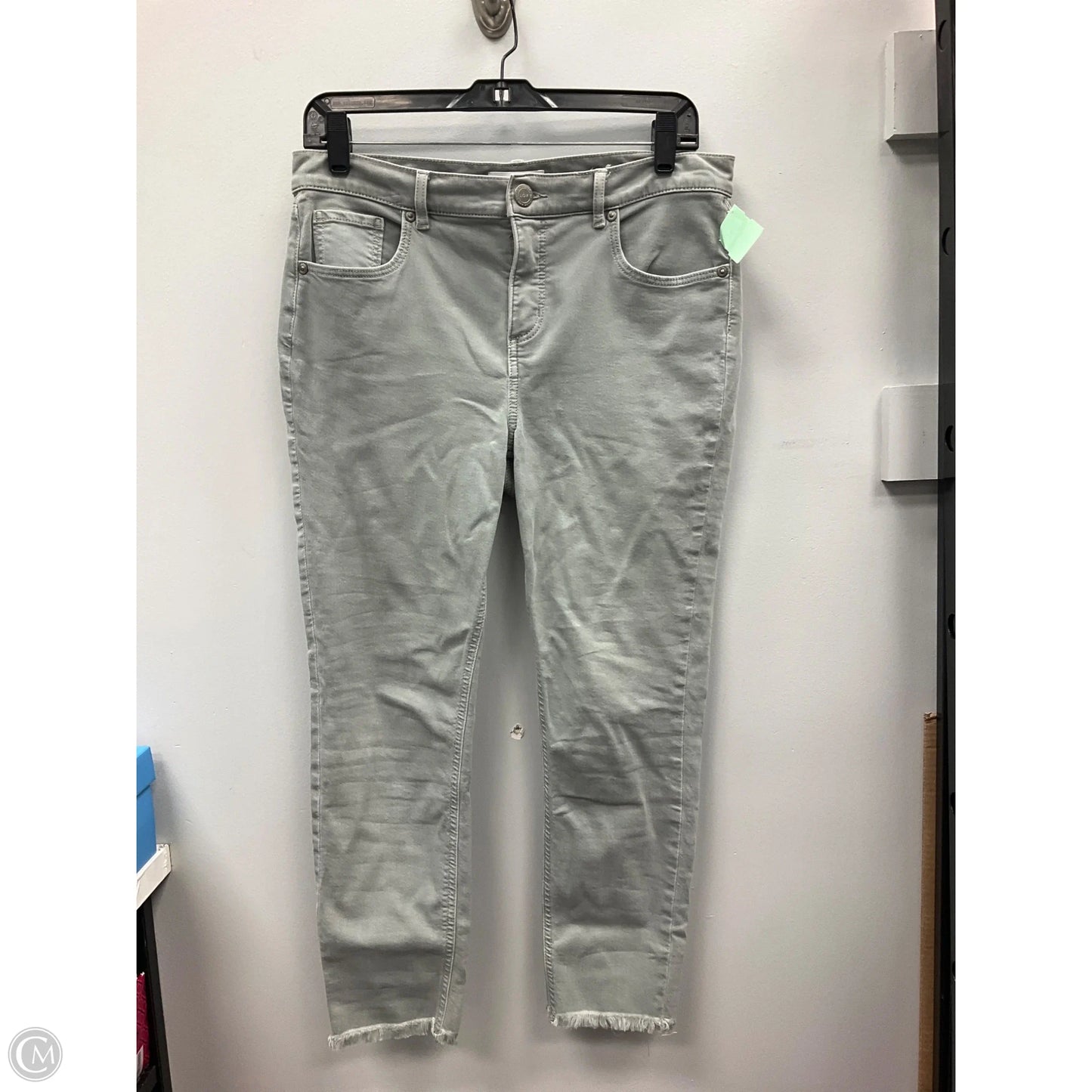 Jeans Cropped By Loft In Green Denim, Size: 10