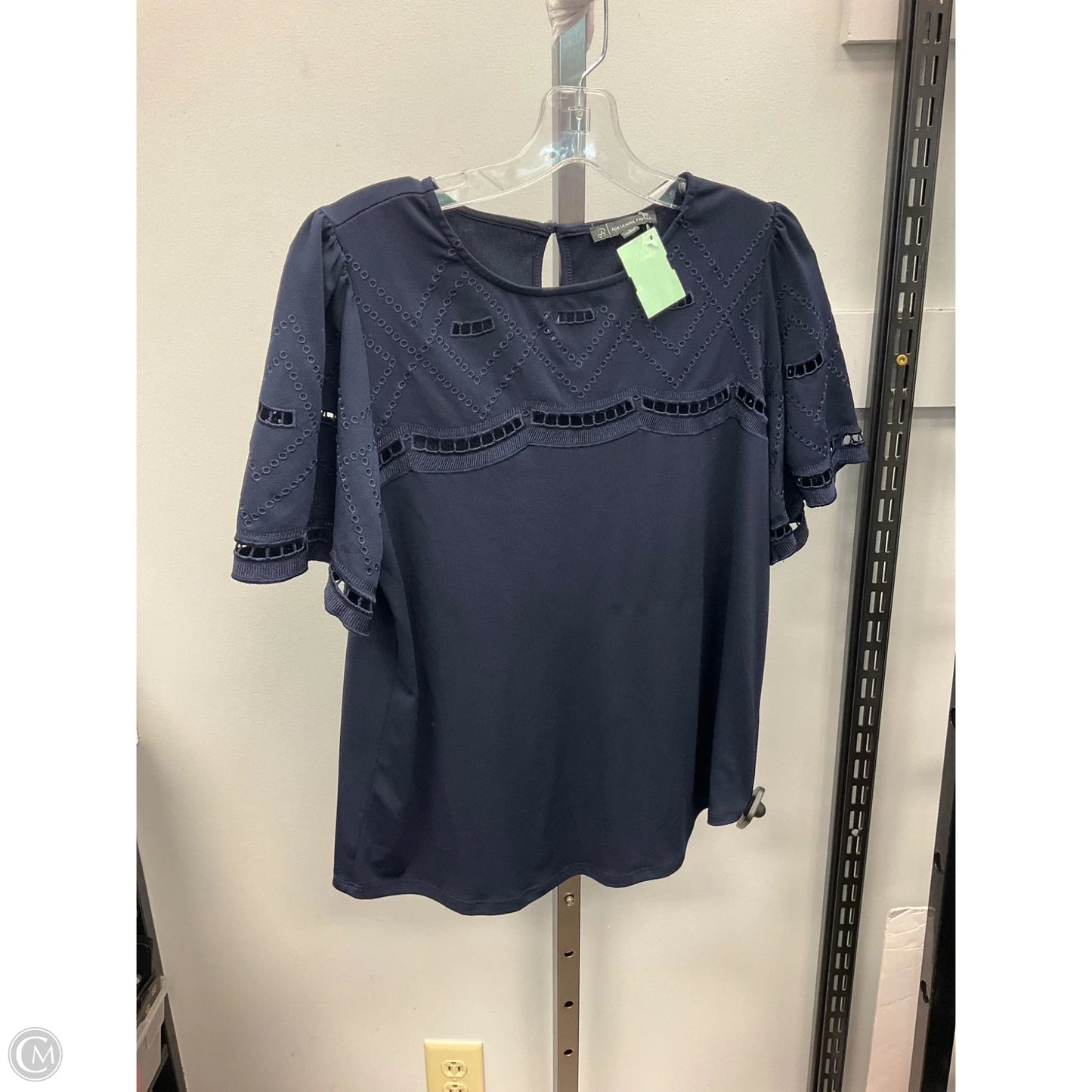 Top Short Sleeve By Adrianna Papell In Navy, Size: S