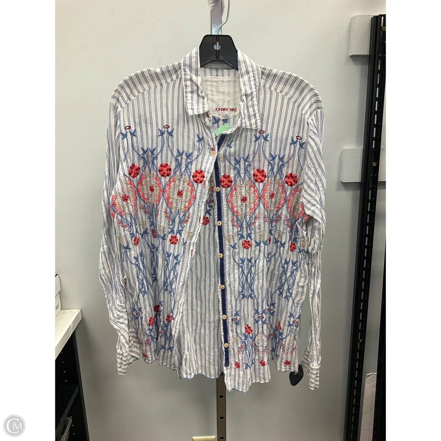 Top Long Sleeve By Johnny Was In Striped Pattern, Size: M