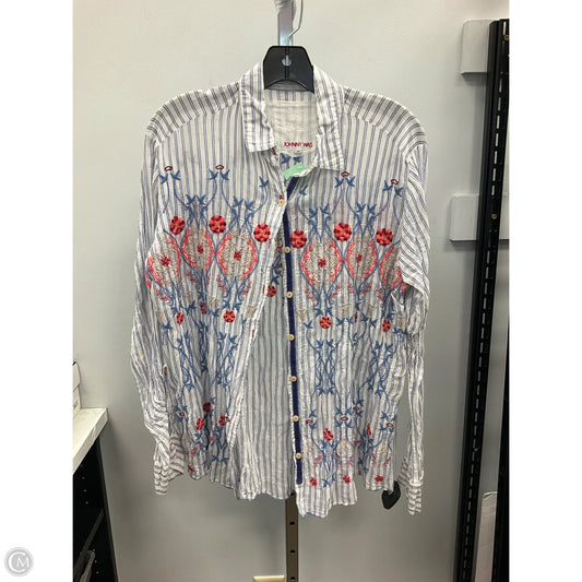 Top Long Sleeve By Johnny Was In Striped Pattern, Size: M
