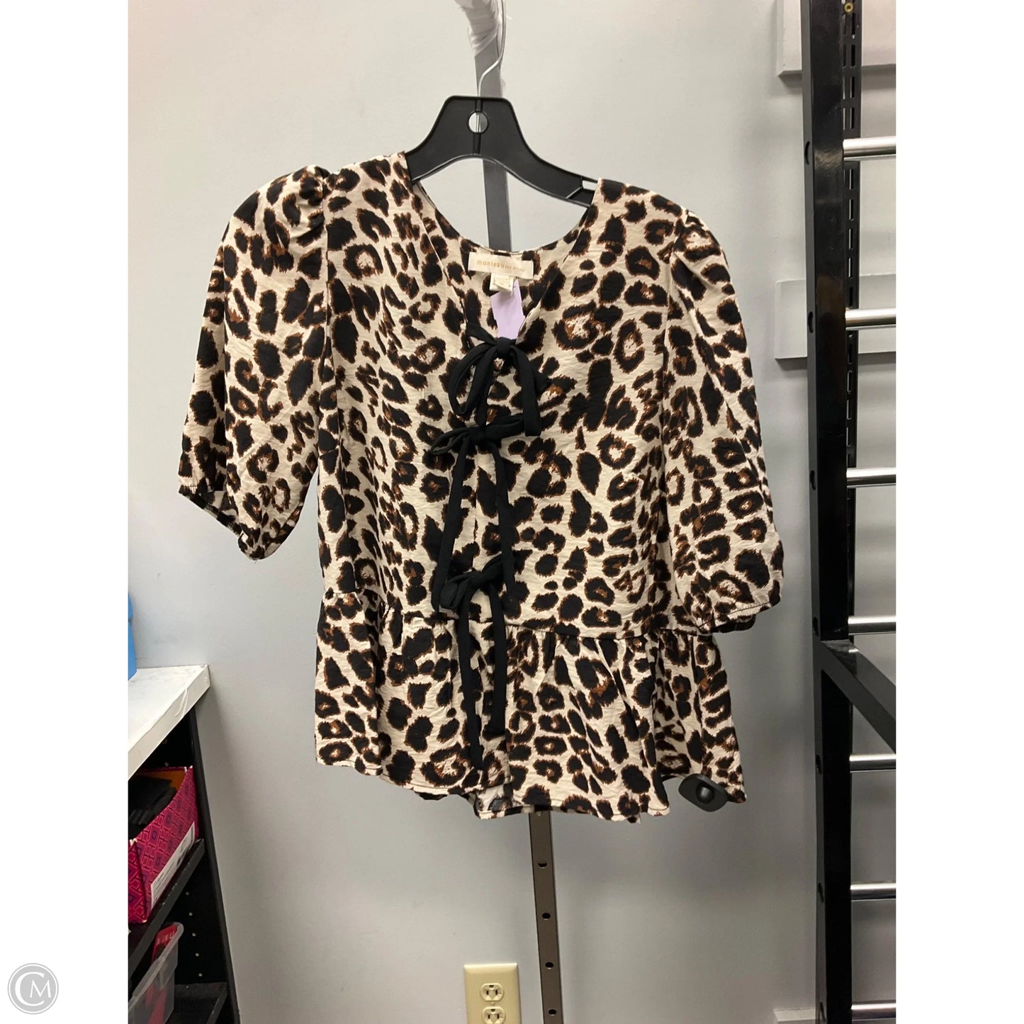 Top Short Sleeve By Monteau In Animal Print, Size: M