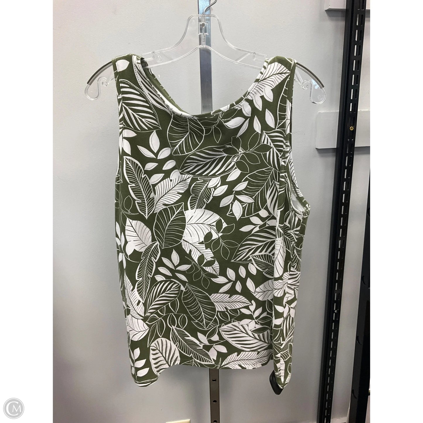 Top Sleeveless By Talbots In Green & White, Size: Xl