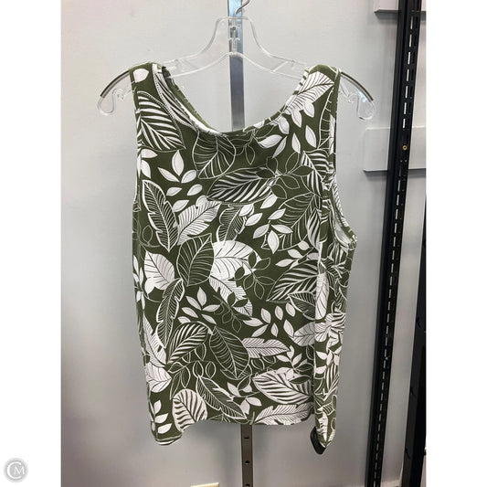Top Sleeveless By Talbots In Green & White, Size: Xl