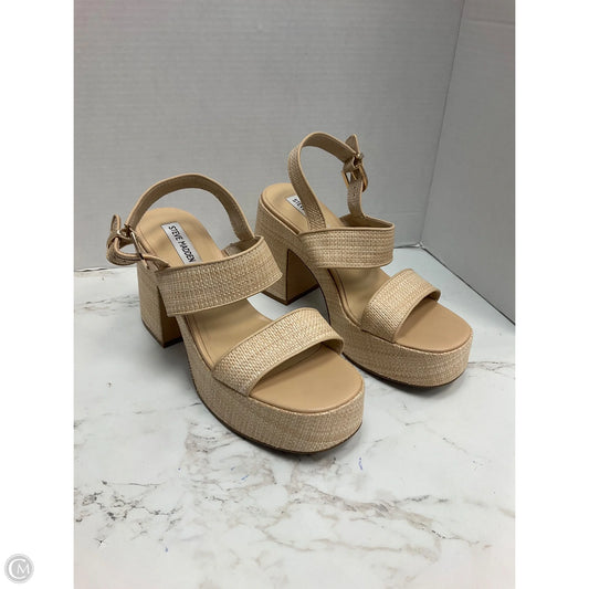 Sandals Heels Platform By Steve Madden In Cream, Size: 10