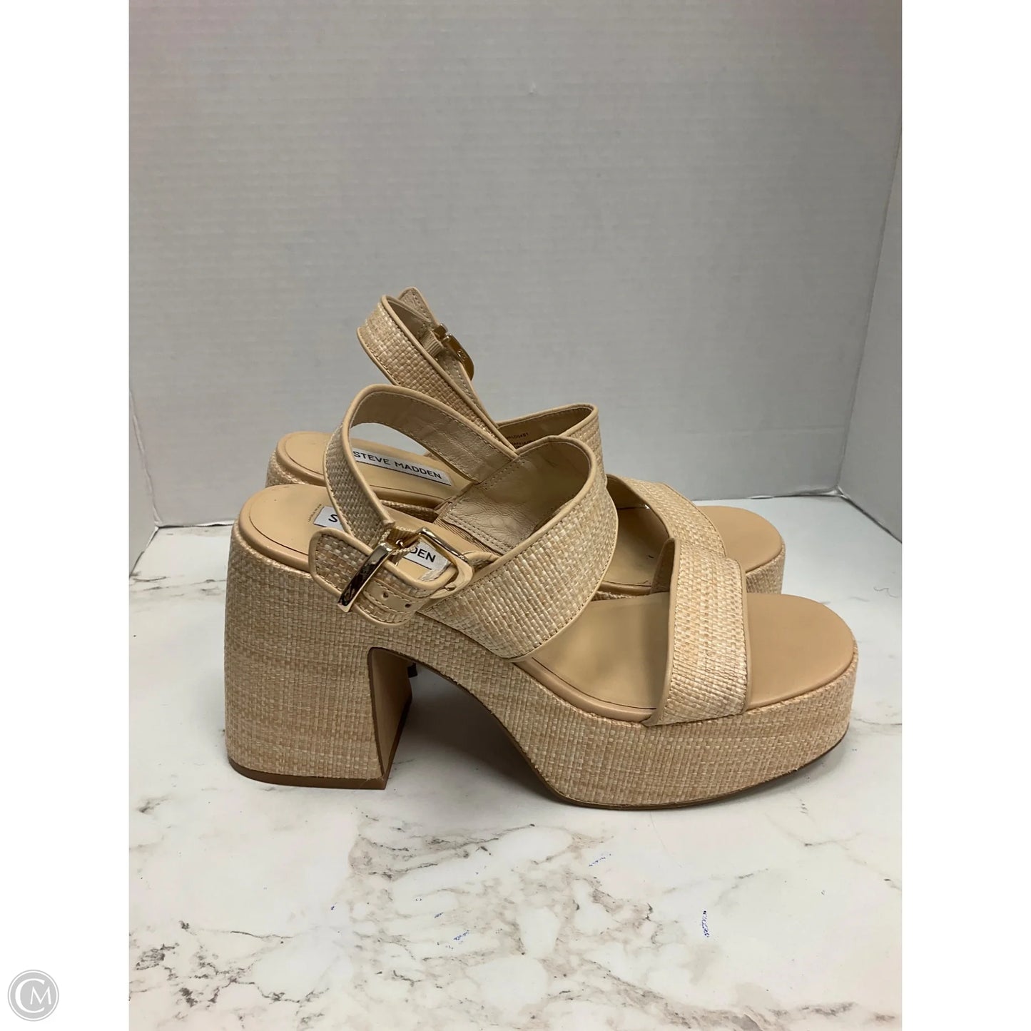 Sandals Heels Platform By Steve Madden In Cream, Size: 10