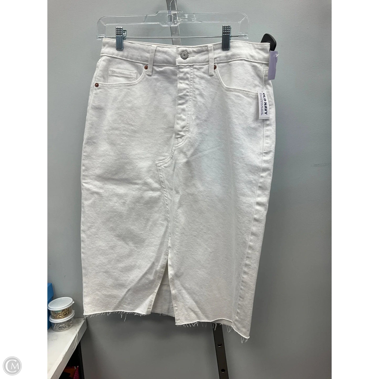 Skirt Midi By Old Navy In White Denim, Size: 8